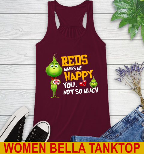 MLB Cincinnati Reds Makes Me Happy You Not So Much Grinch Baseball Sports Racerback Tank 2