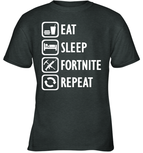 xxrr eat sleep fortnite repeat for gamer fortnite battle royale shirts youth t shirt 26 front dark heather