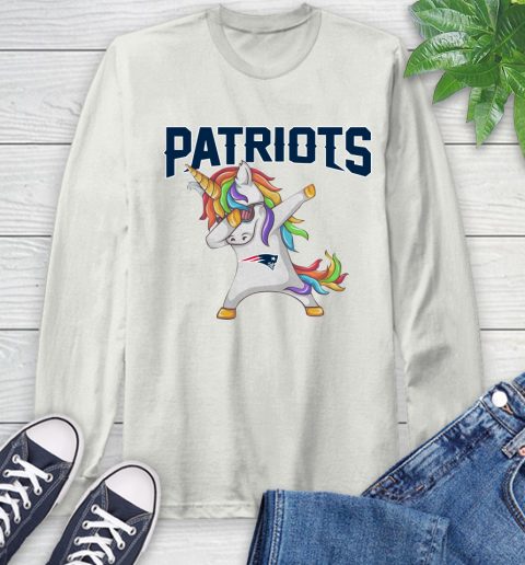 New England Patriots NFL Football Funny Unicorn Dabbing Sports Long Sleeve T-Shirt 12