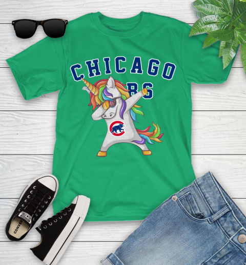 Chicago Cubs MLB Baseball Funny Unicorn Dabbing Sports Youth T-Shirt 6