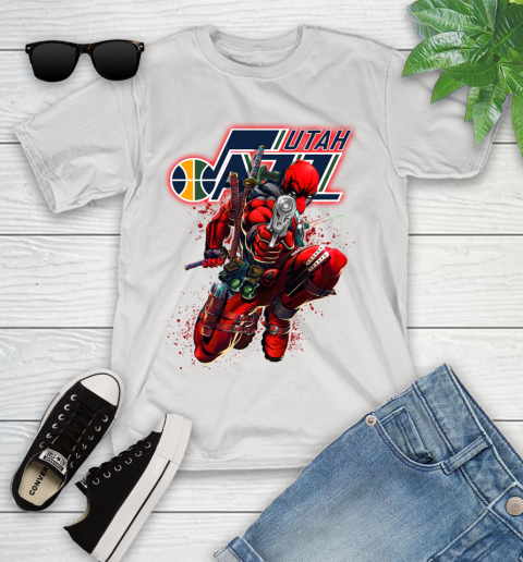 NBA Deadpool Marvel Comics Sports Basketball Utah Jazz Youth T-Shirt