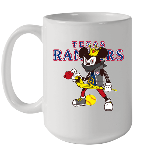 Texas Rangers MLB Baseball Mickey Peace Sign Sports Ceramic Mug 15oz