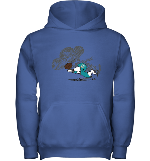 Miami Dolphins Snoopy Plays The Football Game Youth Hoodie