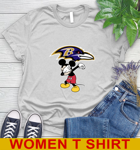 Baltimore Ravens NFL Football Dabbing Mickey Disney Sports Women's T-Shirt