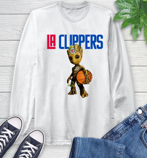 LA Clippers NBA Basketball Groot Marvel Guardians Of The Galaxy Long Sleeve T-Shirt