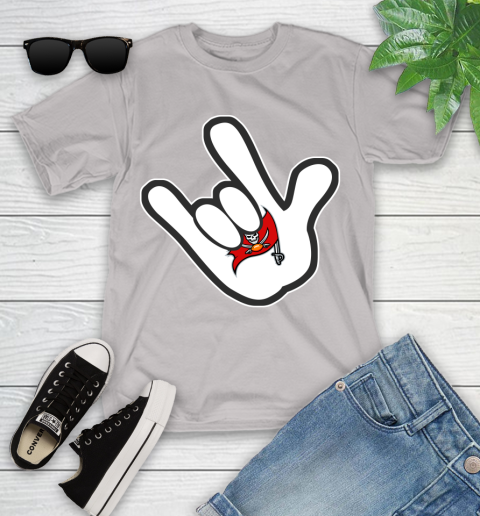 Tampa Bay Buccaneers NFL Football Mickey Rock Hand Disney Youth T-Shirt 12
