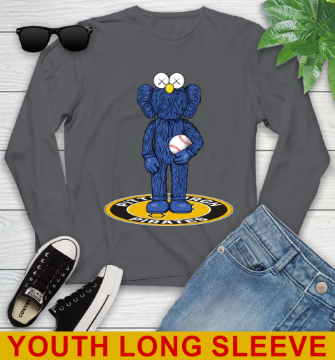 MLB Baseball Pittsburgh Pirates Kaws Bff Blue Figure Shirt Youth Long Sleeve - Image 10