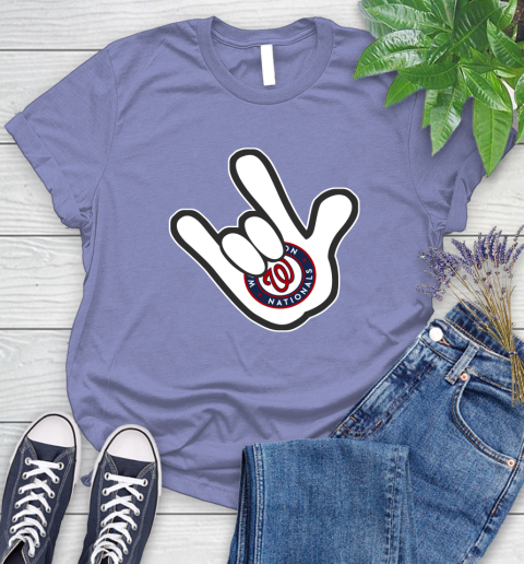 Washington Nationals MLB Baseball Mickey Rock Hand Disney Women's T-Shirt 11