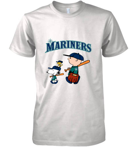 Seatlle Mariners Let's Play Baseball Together Snoopy MLB Premium Men's T-Shirt