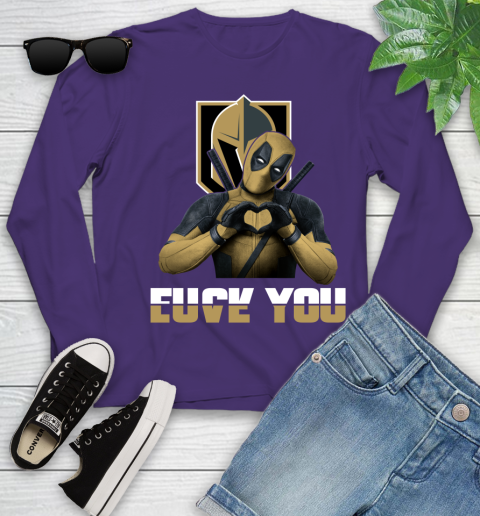 NHL Vegas Golden Knights Deadpool Love You Fuck You Hockey Sports Youth Long Sleeve 4