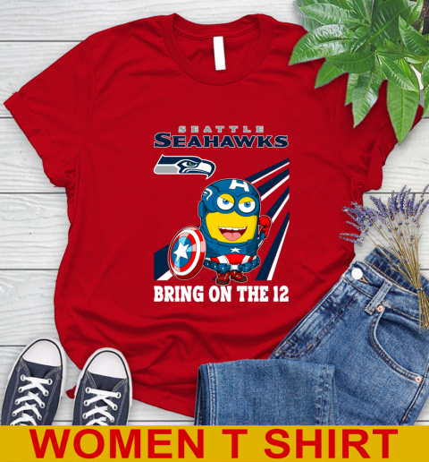 NFL Football Seattle Seahawks Captain America Marvel Avengers Minion Shirt Women's T-Shirt 11