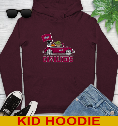 NBA Basketball Cleveland Cavaliers Darth Vader Baby Yoda Driving Star Wars Shirt Youth Hoodie 7