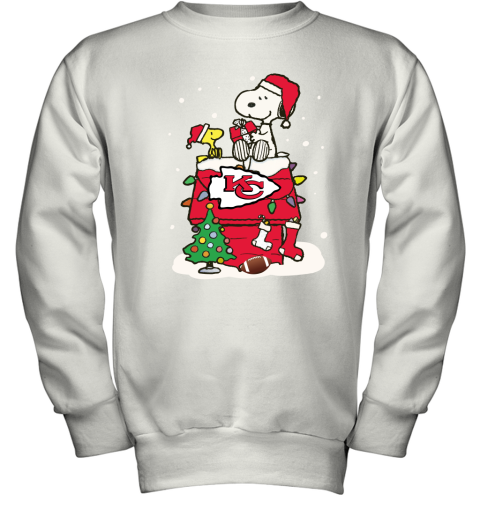 A Happy Christmas With Kansas City Chiefs Snoopy Youth Sweatshirt
