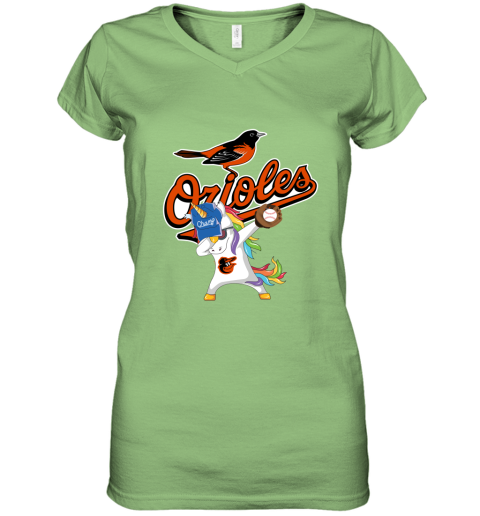 Hip Hop Dabbing Unicorn Flippin Love Baltimore Orioles Women's V-Neck T-Shirt