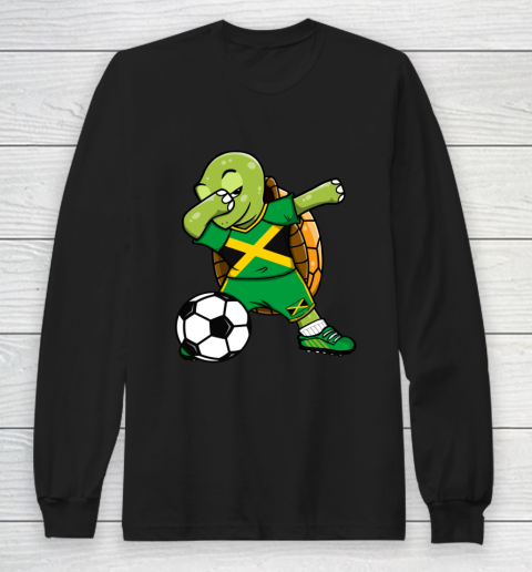 Dabbing Turtle Jamaica Soccer Fans Jersey Jamaican Football Long Sleeve T-Shirt