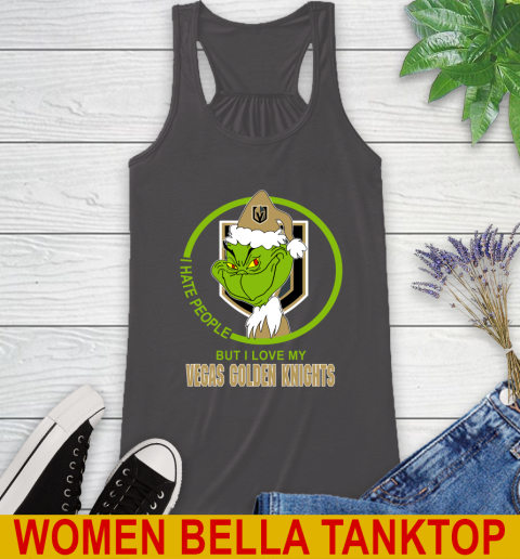 Vegas Golden Knights NHL Christmas Grinch I Hate People But I Love My Favorite Hockey Team Racerback Tank 12