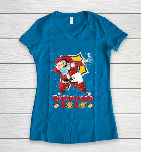 Pittsburgh Pirates Funny Santa Claus Dabbing Christmas 2020 MLB Women's V-Neck T-Shirt 5
