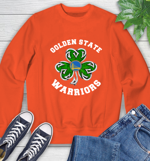 NBA Golden State Warriors Three Leaf Clover St Patrick's Day Basketball Sports Sweatshirt 3