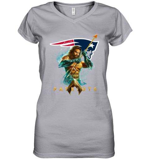 NFL New England Patriots Aquaman DC Football Sports t31RGJ2ODYA women v neck t shirt 39 95 151514 front sport grey