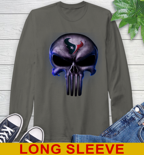 Houston Texans NFL Football Punisher Skull Sports Long Sleeve T-Shirt 10