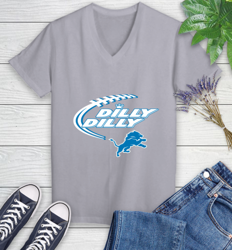 NFL Detroit Lions Dilly Dilly Football Sports Women's V-Neck T-Shirt 4
