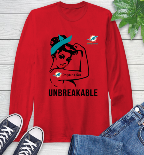 NFL Miami Dolphins Girl Unbreakable Football Sports Long Sleeve T-Shirt 9
