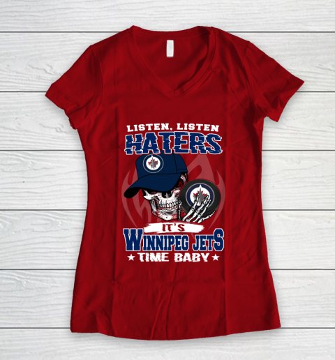 Listen Haters It is JETS Time Baby NHL Women's V-Neck T-Shirt 8