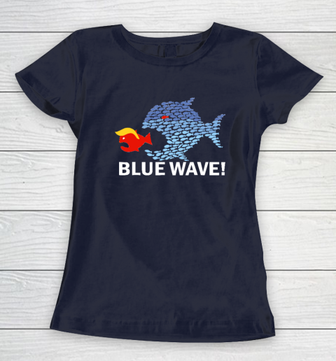 Blue Wave 2024 Funny Big Fish Eat Little Fish Trump Hair Women's T-Shirt 2
