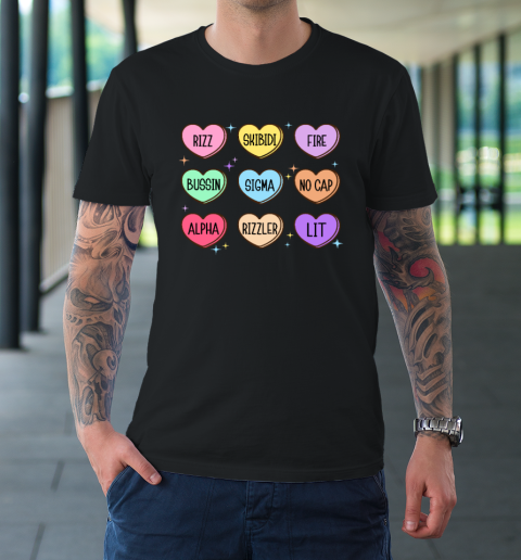 Skibidi Valentine's Day Candy Heart Funny Valentine Rizz T-Shirt