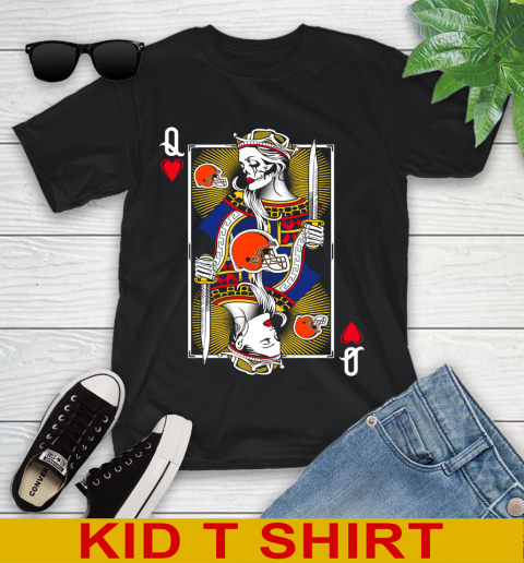 NFL Football Cleveland Browns The Queen Of Hearts Card Shirt Youth T-Shirt