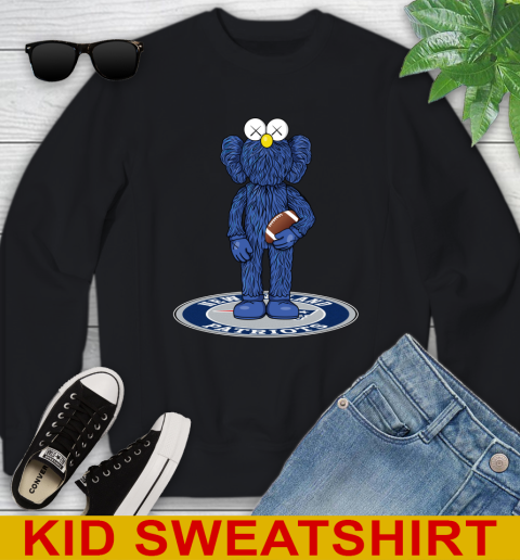 NFL Football New England Patriots Kaws Bff Blue Figure Shirt Youth Sweatshirt - Image 3