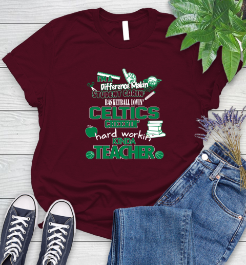 Boston Celtics NBA I'm A Difference Making Student Caring Basketball Loving Kinda Teacher Women's T-Shirt 7