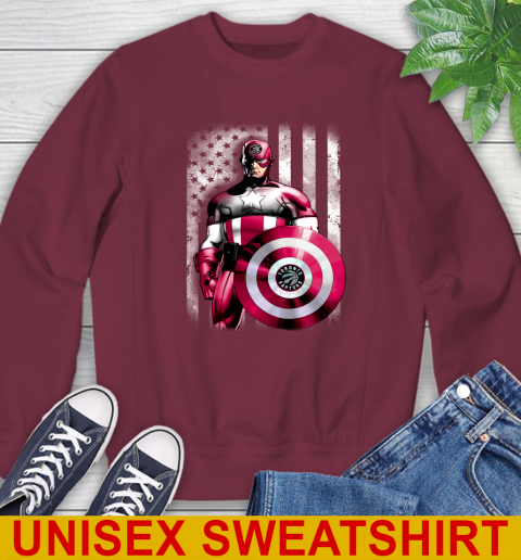Toronto Raptors NBA Basketball Captain America Marvel Avengers American Flag Shirt Sweatshirt 6