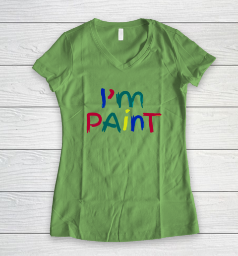 I Heart Love To Finger Paint Couple Valentine I'm Paint Women's V-Neck T-Shirt 4