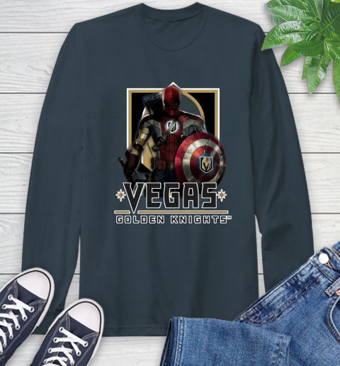 NHL Captain America Thor Spider Man Hawkeye Avengers Endgame Hockey Vegas Golden Knights Long Sleeve T-Shirt 8
