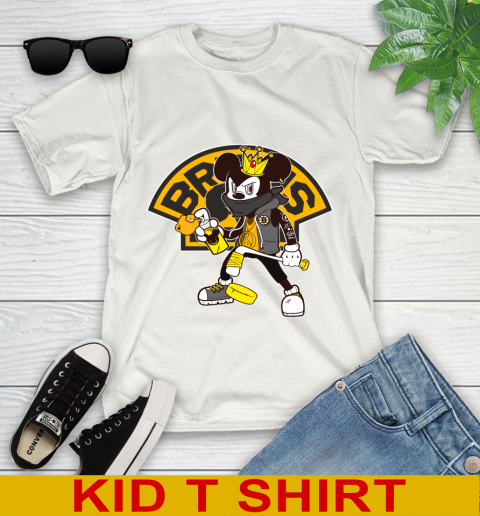 Boston Bruins NHL Hockey Mickey Peace Sign Sports Youth T-Shirt
