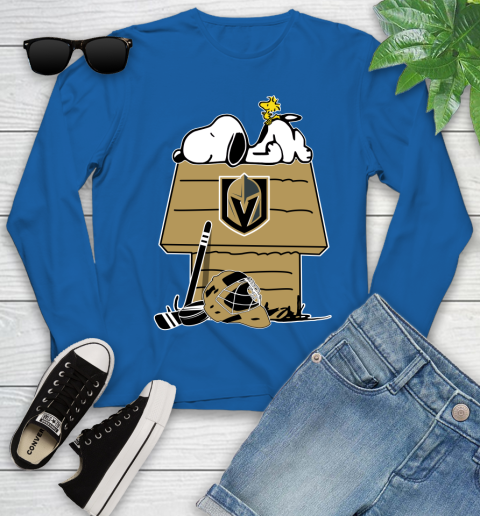 Vegas Golden Knights NHL Hockey Snoopy Woodstock The Peanuts Movie Youth Long Sleeve 9