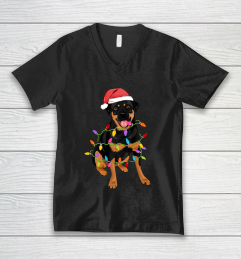 Rottweiler Dogs Tree Christmas Sweater Xmas Pet Animal Dog V-Neck T-Shirt