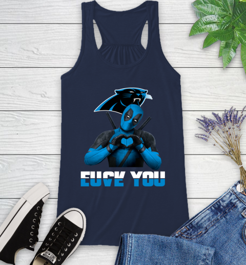 NHL Carolina Panthers Deadpool Love You Fuck You Football Sports Racerback Tank 9