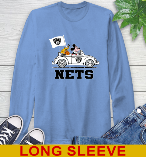 NBA Basketball Brooklyn Nets Pluto Mickey Driving Disney Shirt Long Sleeve T-Shirt 11