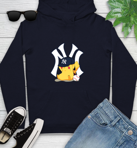 MLB Pikachu Baseball Sports New York Yankees Youth Hoodie 4