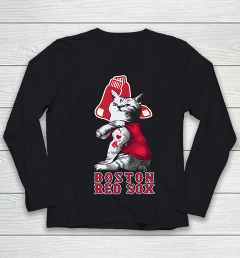 MLB Baseball My Cat Loves Boston Red Sox Youth Long Sleeve