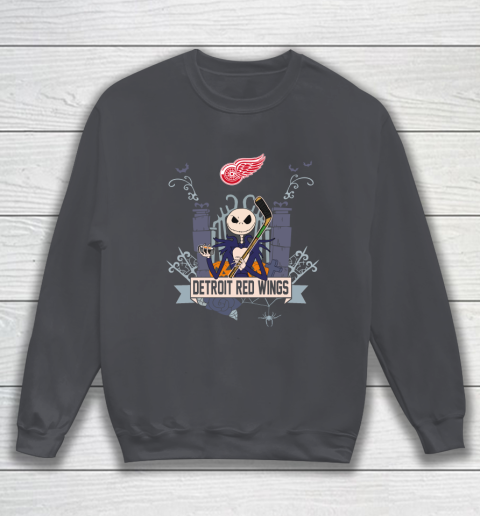NHL Detroit Red Wings Hockey Jack Skellington Halloween Sweatshirt 4