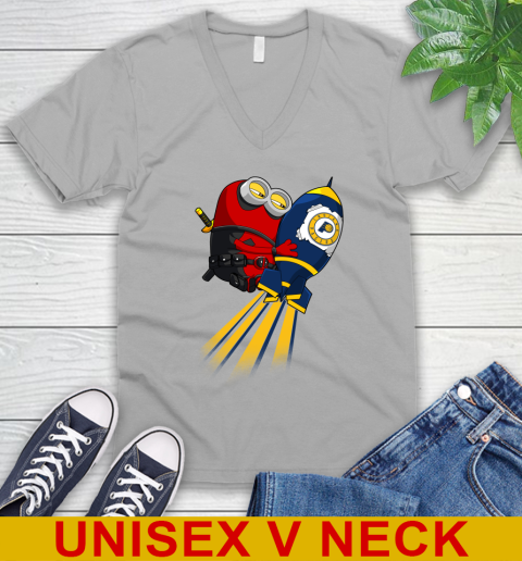 NBA Basketball Indiana Pacers Deadpool Minion Marvel Shirt V-Neck T-Shirt 3