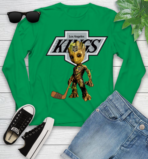 Los Angeles Kings NHL Hockey Groot Marvel Guardians Of The Galaxy Youth Long Sleeve 6