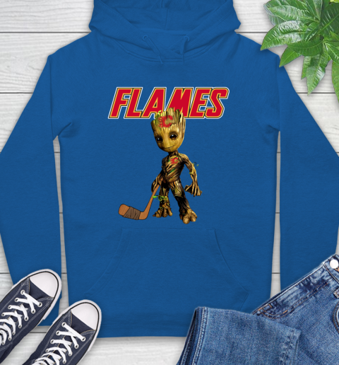 Calgary Flames NHL Hockey Groot Marvel Guardians Of The Galaxy Hoodie 9