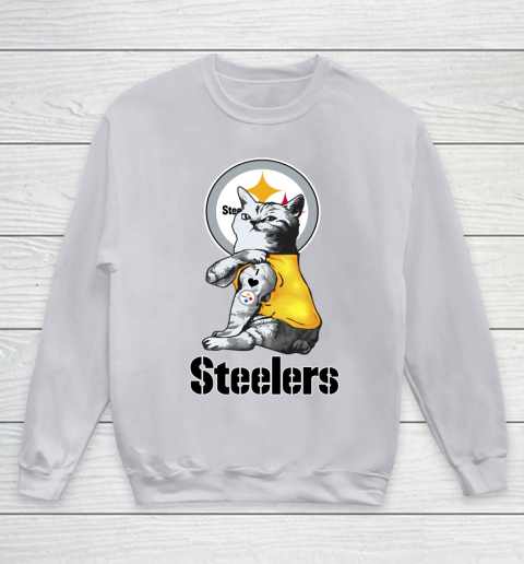 NFL Football My Cat Loves Pittsburgh Steelers Youth Sweatshirt 3