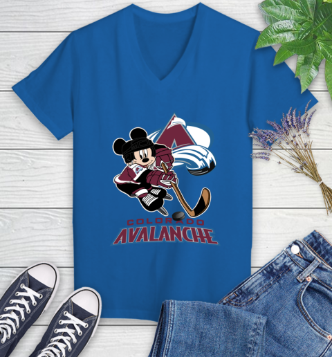 NHL Colorado Avalanche Mickey Mouse Disney Hockey T Shirt Women's V-Neck T-Shirt 10