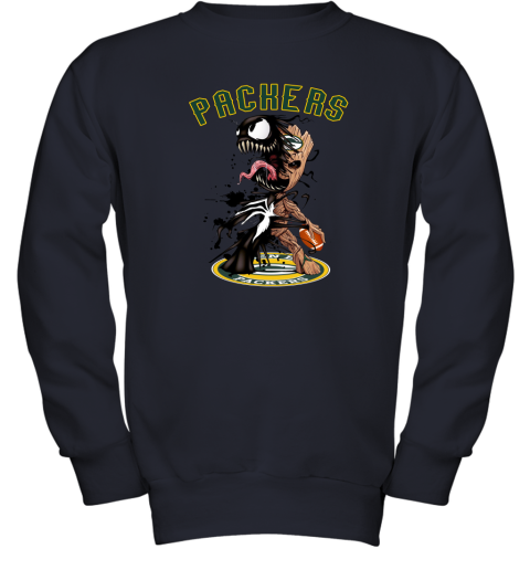NFL Green Bay Packers Football Venom Groot Guardians Of The Galaxy Q0rGPPD3Qmq youth sweatshirt 47 95 151514 front navy