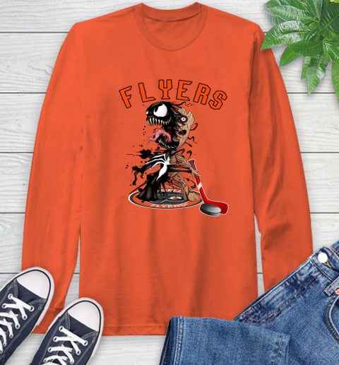 NHL Philadelphia Flyers Hockey Venom Groot Guardians Of The Galaxy Long Sleeve T-Shirt 5